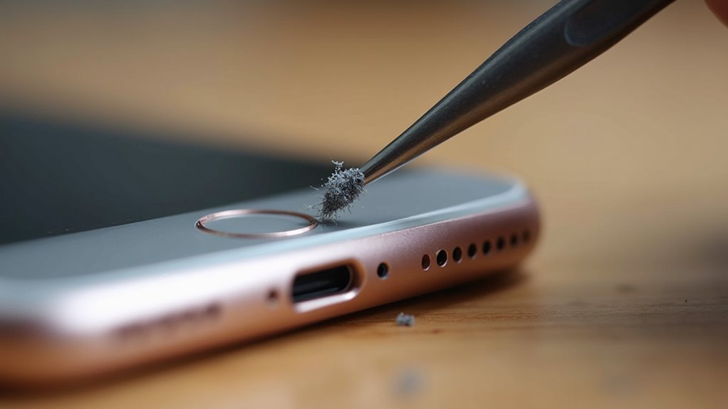 metodycznie wyczyść port ładowania iPhone'a